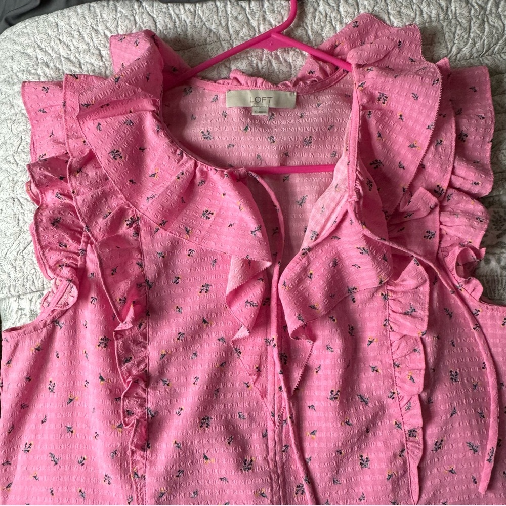 Hot pink ruffle blouse
